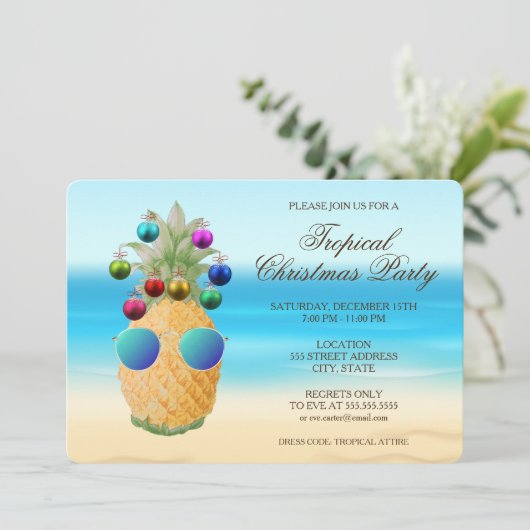 Ananas de Noël tropical | Invitation de parti (Debout devant)