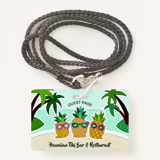 Ananas de plage personnalisées badges de partie de (Devant avec lanière)