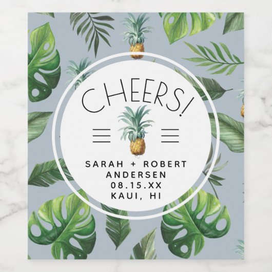 Ananas Delight Tropisch gebladerte Wijn Etiket (Enkel label)