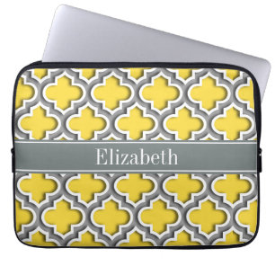 Ananas Dk Gray Moroccan #5DS Char Name Monogram Laptop Sleeve