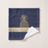 Ananas doré, rayure - Personnalisé (Gant de toilette)