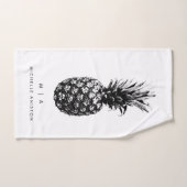 Ananas élégant | Monogramme personnalisé (Serviette à main)