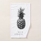 Ananas élégant | Monogramme personnalisé (Serviette à main)