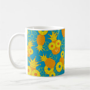 Ananas- en anananassoorringen. Naadloze doodskop Koffiemok