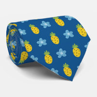 Ananas en Blauw Floral Tropisch Patroonblauw