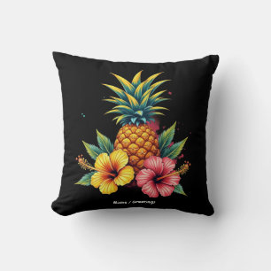 Ananas en Hibiscus Floral Hawaii Summer Beach Kussen