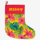 Ananas en Hibiscus op Black Grote Kerstsok (Voorkant)