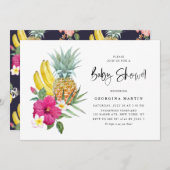Ananas en Hibiscus Tropisch Baby shower Kaart (Voorkant / Achterkant)