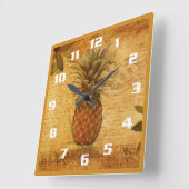ananas en kalligrafie Gorgood Kitchen Vierkante Klok (Hoek)