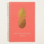 Ananas en or élégant | Corail<br><div class="desc">Logo d'ananas en faux or élégant, planificateur personnalisé. Personnalisez le texte, le style de police de personnaliser, la couleur et la taille. La couleur Arrière - plan peut également être customisée.</div>