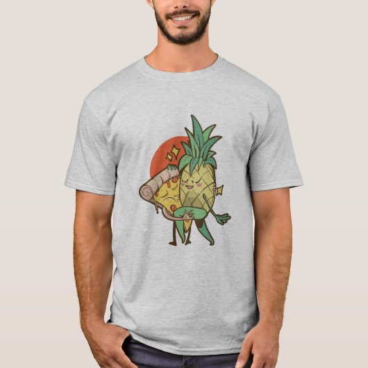 Ananas en Pizza in Love T-shirt (Voorkant)