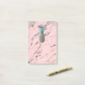 Ananas en roze marmer Modern Chic Trendy Post-it® Notes (Op bureau)