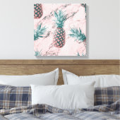 Ananas en roze marmer Moderne tropische afbeelding Canvas Afdruk (Insitu (Slaapkamer))