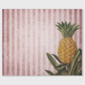  ananas- en roze strepen cadeaupapier (Vlak)