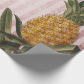  ananas- en roze strepen cadeaupapier (Hoek)
