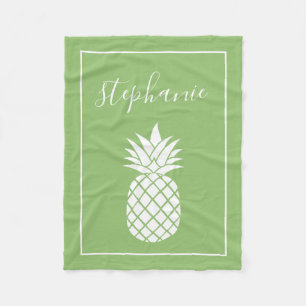 Ananas en Whimsical green handgeschreven name Fleece Deken