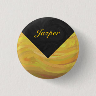 ananas en zwart monogram ronde button 3,2 cm