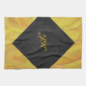 ananas en zwart monogram theedoek (Horizontaal)