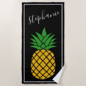 Ananas en zwarte witte filmpjes strandlaken (Voorkant)