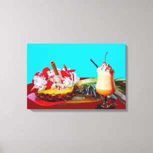 Ananas et crème glacée toile étirée Imprimer