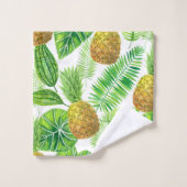 Ananas et feuilles tropicaux (Gant de toilette)