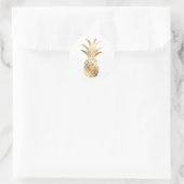 ananas, Faux Gold+Collage Ronde Sticker (Tas)