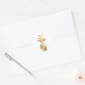 ananas, Faux Gold+Collage Ronde Sticker (Envelop)