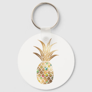 ananas, Faux Gold+Collage Sleutelhanger