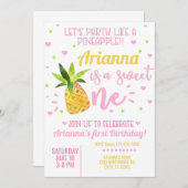 Ananas fille 1er invitation de premier anniversair (Devant / Derrière)
