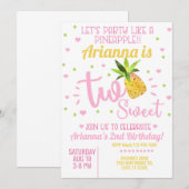 Ananas fille invitation de 2ème anniversaire. (Devant / Derrière)