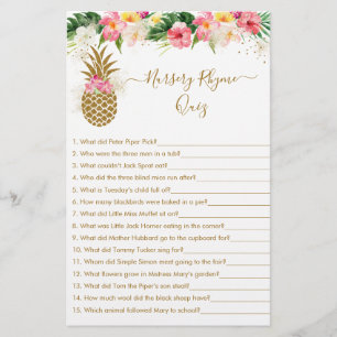 Ananas Floral Nursery Rhyme Shower Game