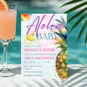 Ananas & Fopspenen Meisje Aloha Luau Baby shower Kaart