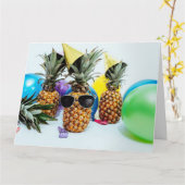 Ananas frais avec la GRANDE carte d'anniversaire (Fleur jaune)