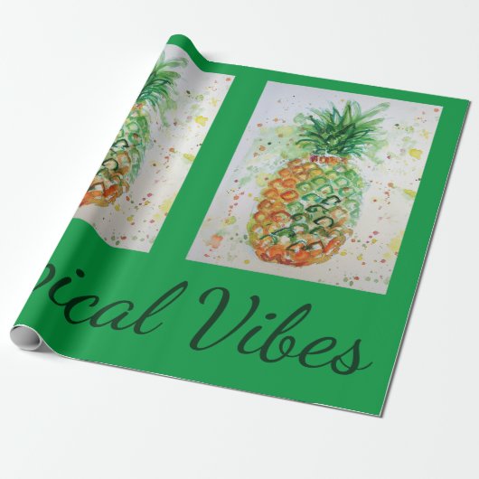 Ananas Fruit Food Tropical Vibes Oranje Limoen Cadeaupapier (Uitgerold)