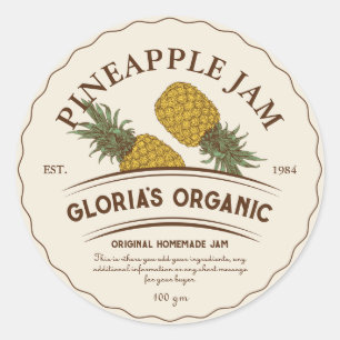  Ananas Fruit Jam Custom Product Ronde Sticker