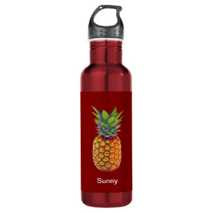 Ananas Fruit op rood Waterfles