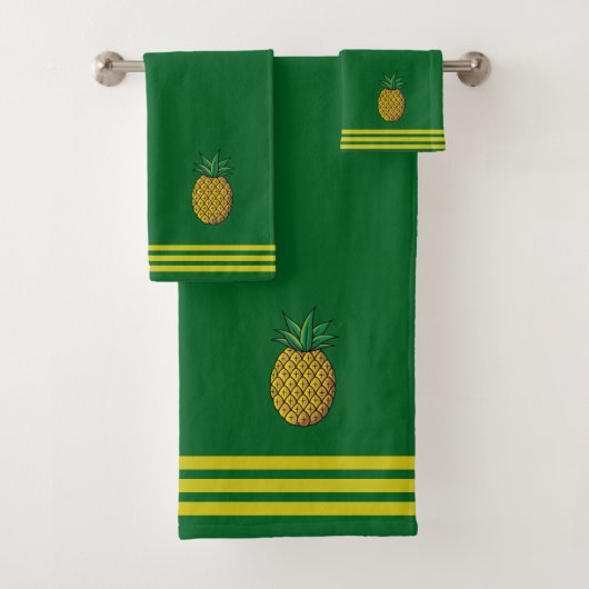 Ananas Fruit, trois bandes sur fond vert forêt (En situation)
