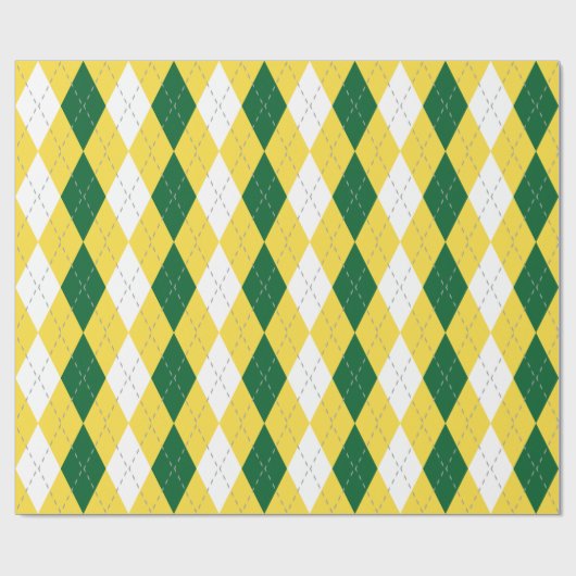 Ananas Geel DK Grijs Wit XL Argyle Cadeaupapier (Vlak)