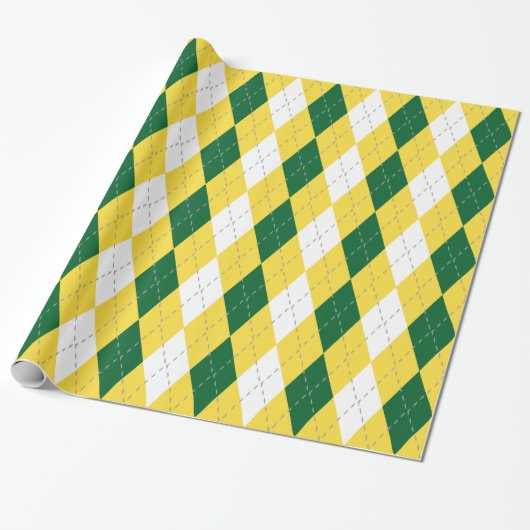 Ananas Geel DK Grijs Wit XL Argyle Cadeaupapier (Uitgerold)