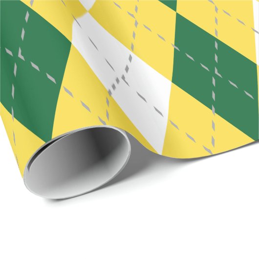 Ananas Geel DK Grijs Wit XL Argyle Cadeaupapier (Rol Hoek)