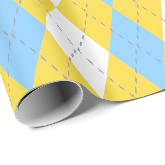 Ananas Geel DK Grijs Wit XL Argyle Cadeaupapier (Rol Hoek)