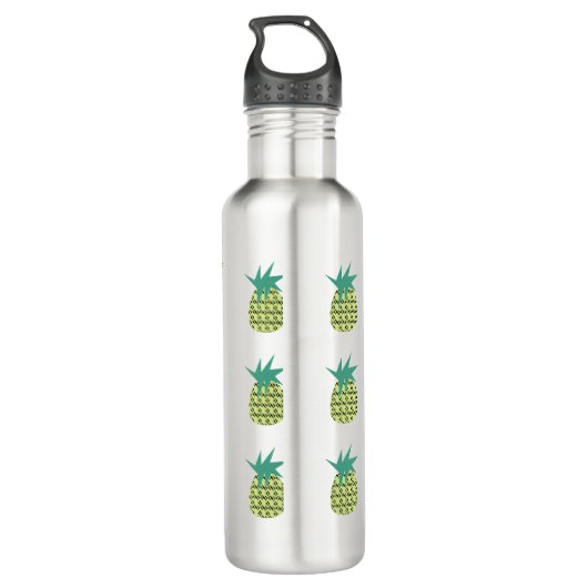 ananas Geometric Patterned Tropical Summer Waterfles (Achterkant)