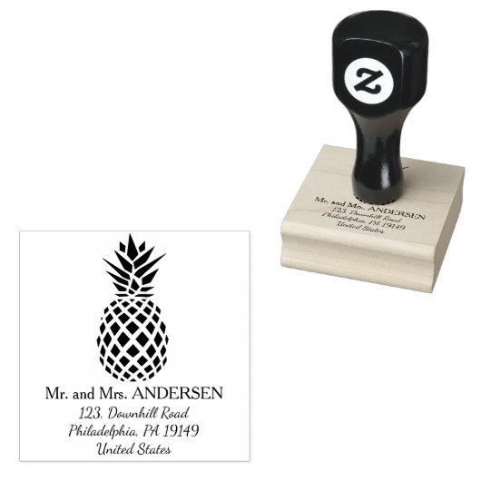 Ananas gepersonaliseerde tropische bruiloft stempe rubberstempel (Gestempeld)