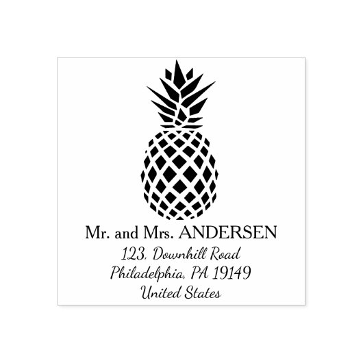 Ananas gepersonaliseerde tropische bruiloft stempe 	rubberstempel (Afrduk)