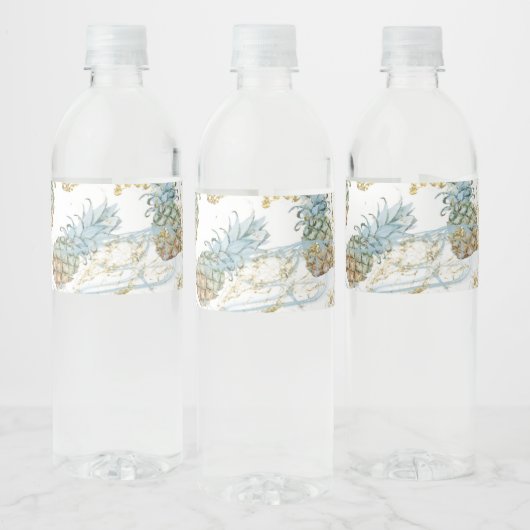 Ananas Gold Glitter Sparkle Verjaardagsfeest Waterfles Etiket (Flessen)
