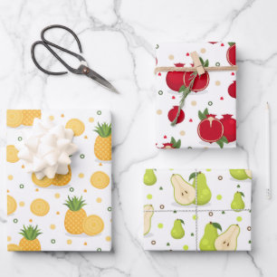 Ananas Granaatappel Peer Inpakpapier Set van 3 Vel