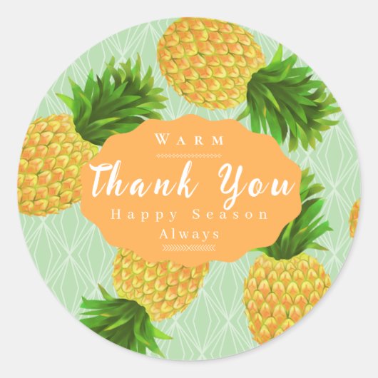 Ananas Groen Ronde Sticker (Voorkant)