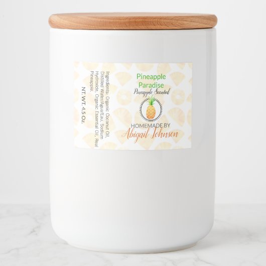 Ananas Handgemaakte zelfgemaakte zeep | Scrub-labe Voedselcontainer Etiket (Voorkant)