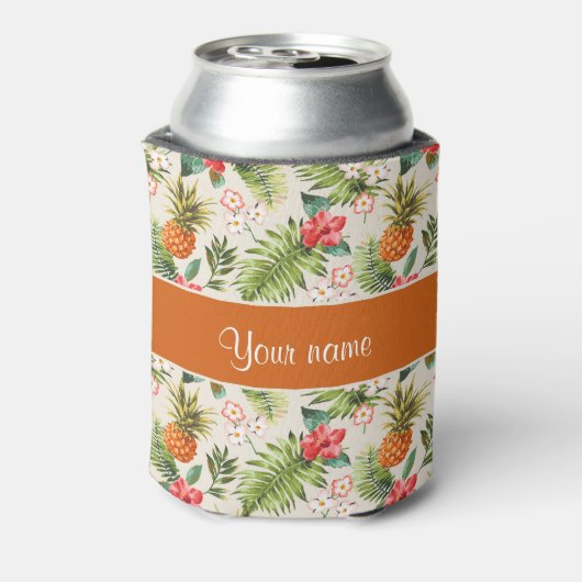 Ananas Hibiscus en Palmschijfjes Blikjeskoeler (Blikje Achterkant)