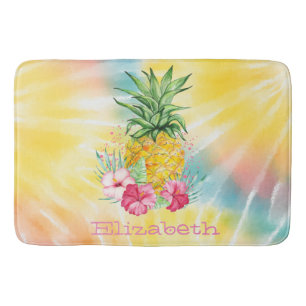 Ananas, Hibiscus Waterverf Rainbow Tie Dye Badmat